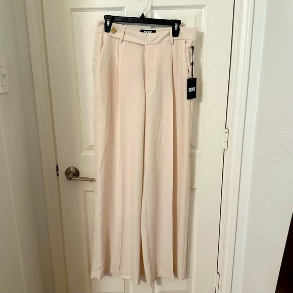 DKNY Wide-Leg Trousers – Egg Nog Beige – Size 8 - Picture 1 of 9
